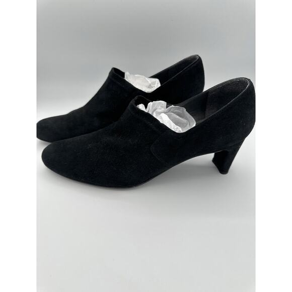 Stuart Weitzman Black Suede Heeled Booties Size 10 - Picture 3 of 4